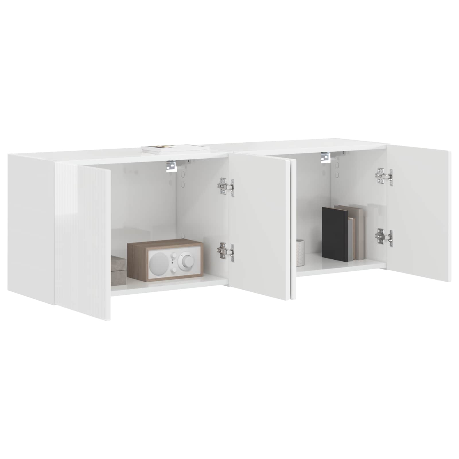 TV-seinäkaappi 2 pcs Korkean kiillon valkoinen - Image 3