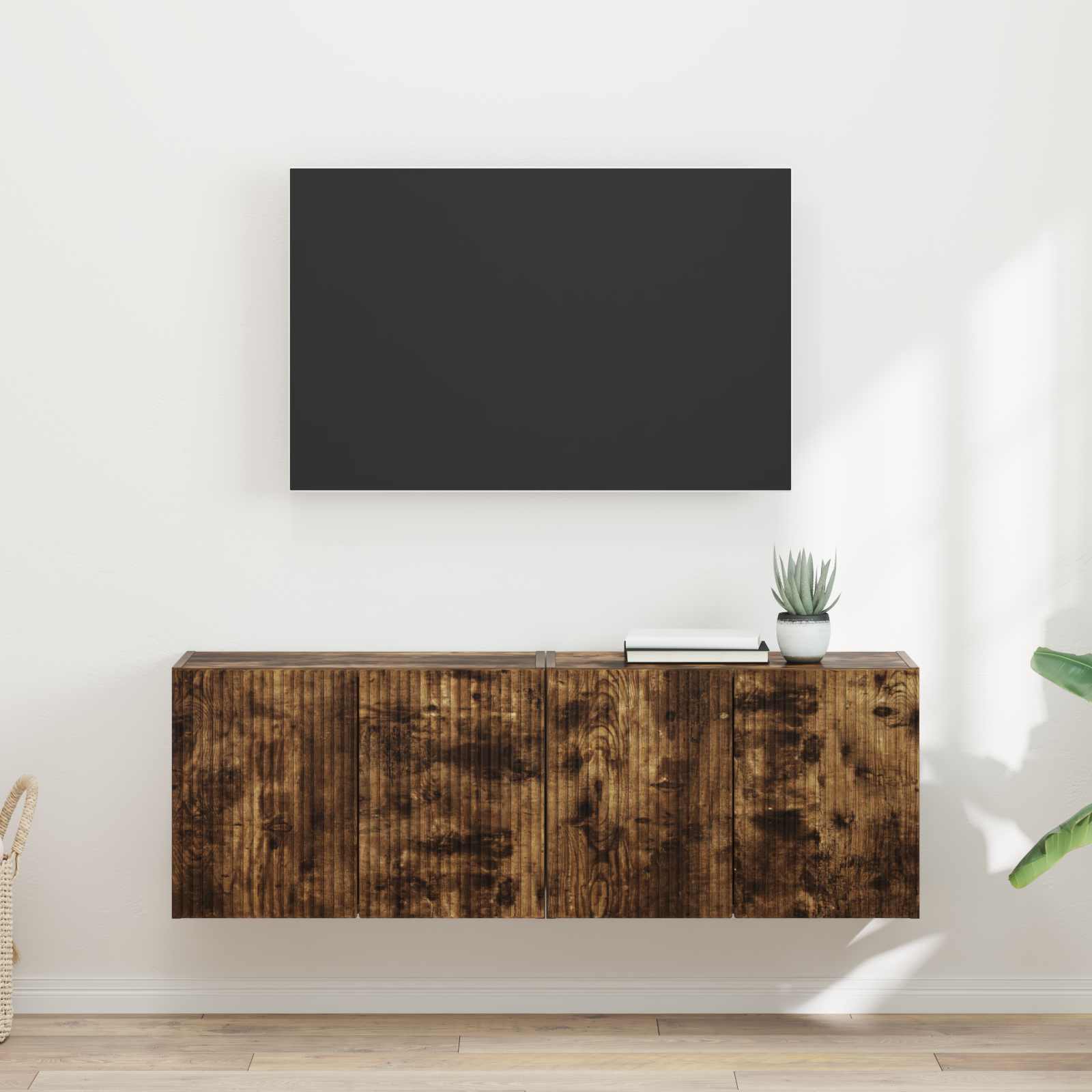 TV-seinäkaappi 2 pcs Savupähkinä 59,5 x 31 x 40 cm Tekninen puu