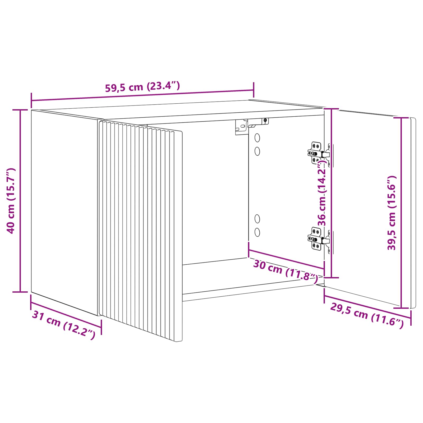 TV stenska omara 59,5 x 31 x 40 cm Siva Sonoma Inženirski les - slika 12