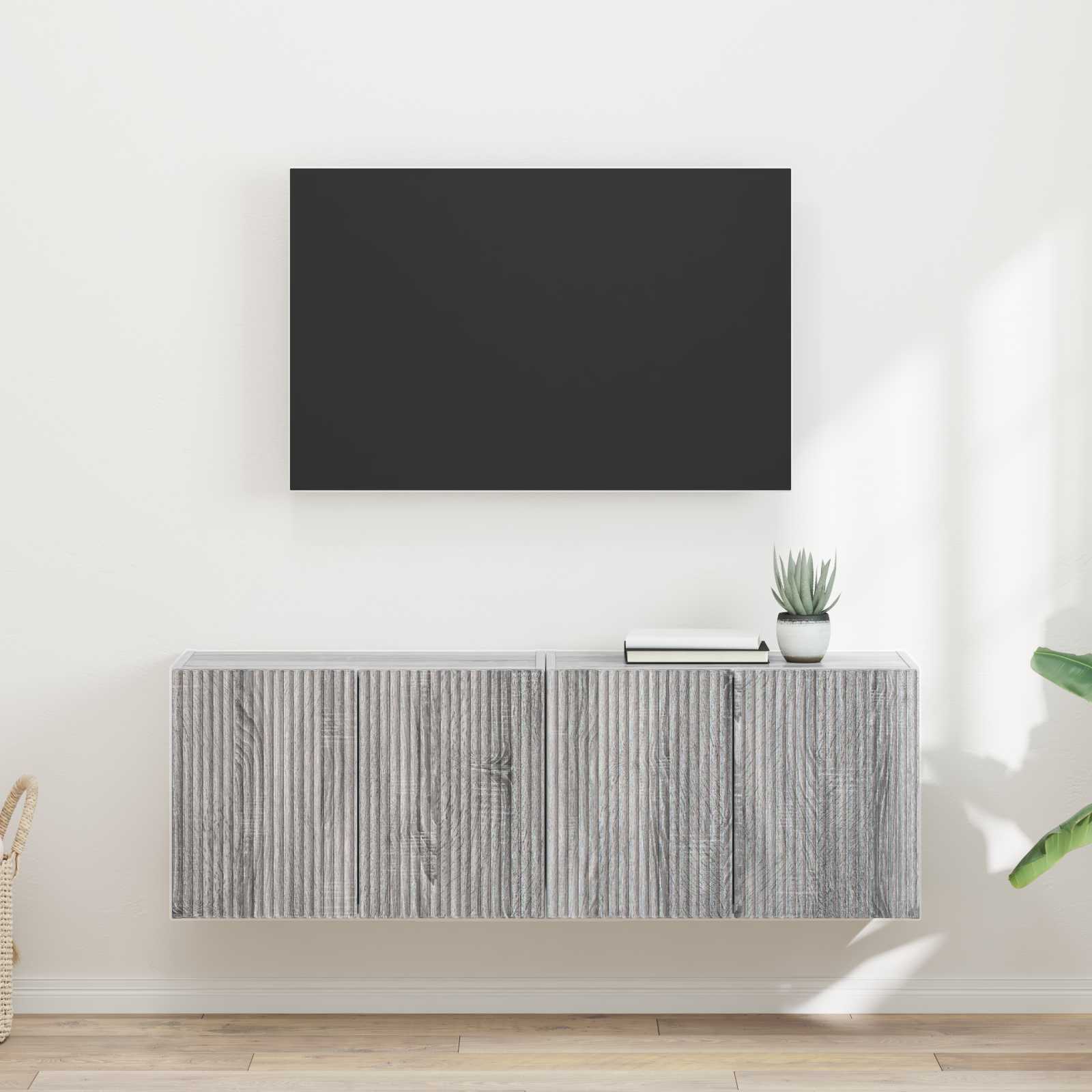 TV-seinäkaappi 2 pcs Harmaa Sonoma 59,5 x 31 x 40 cm