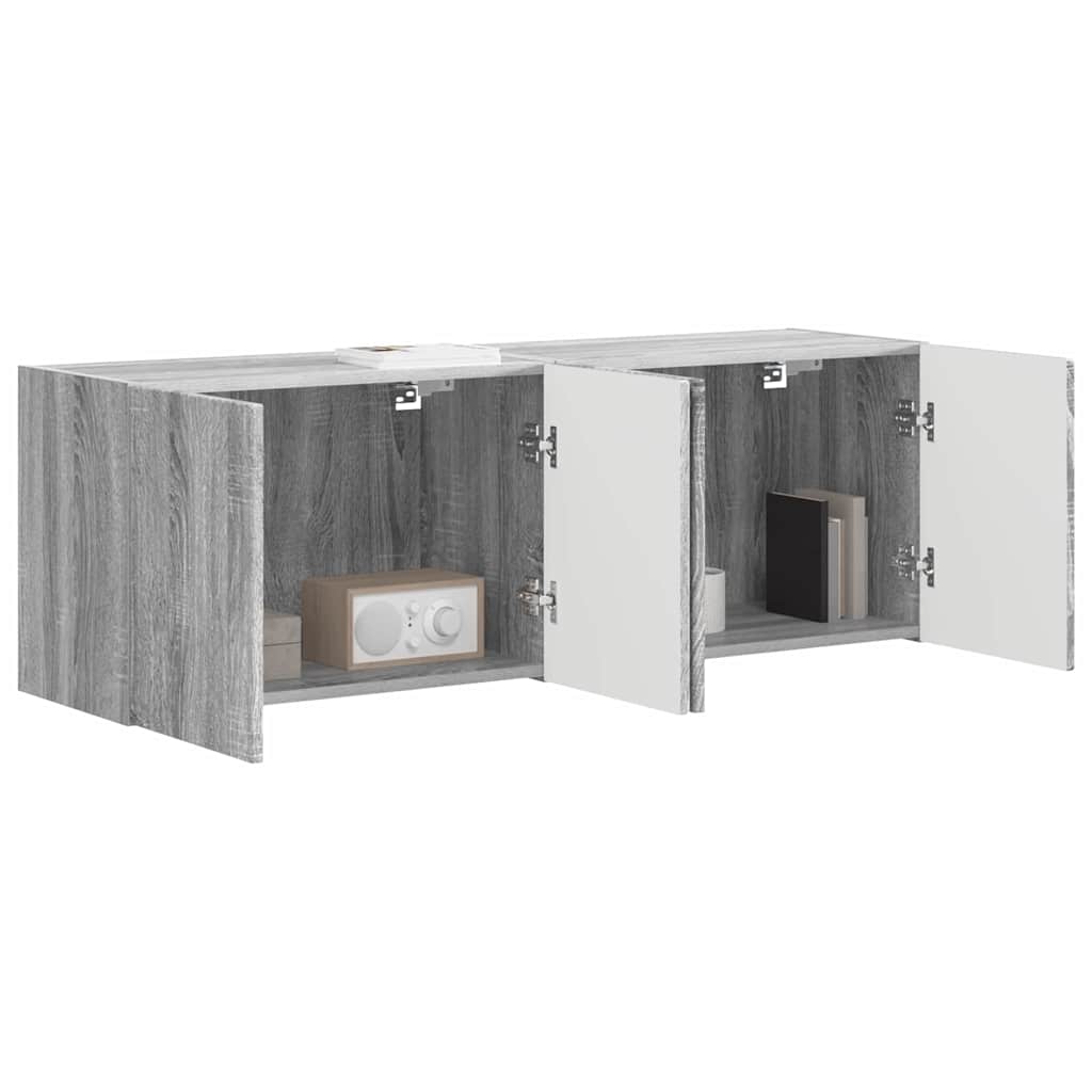vidaXL TV-wandkast 2 pcs Grijs Sonoma 59,5 x 31 x 40 cm Bewerkt hout
