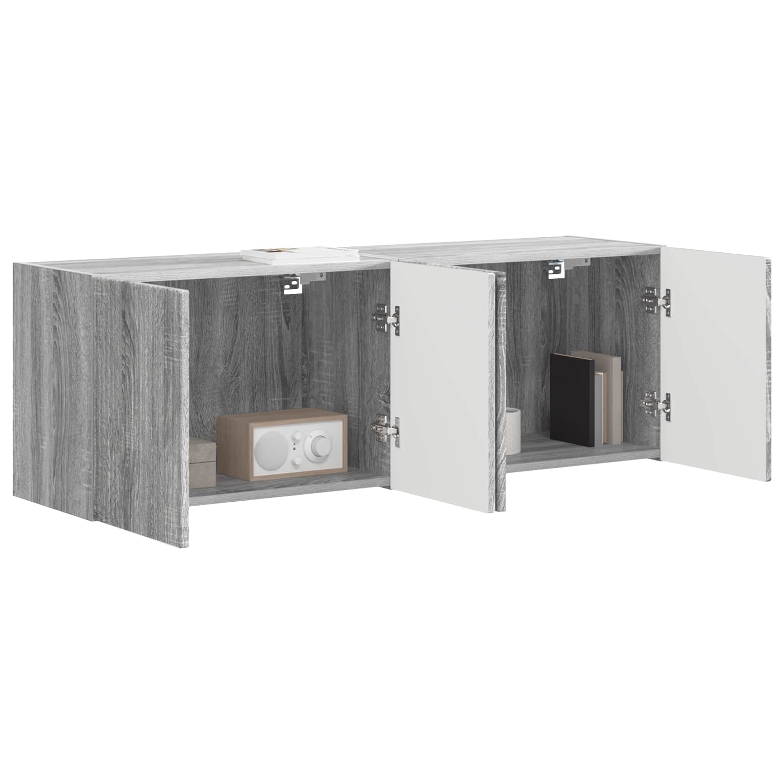 TV-seinäkaappi 2 pcs Harmaa Sonoma 59,5 x 31 x 40 cm - Image 3