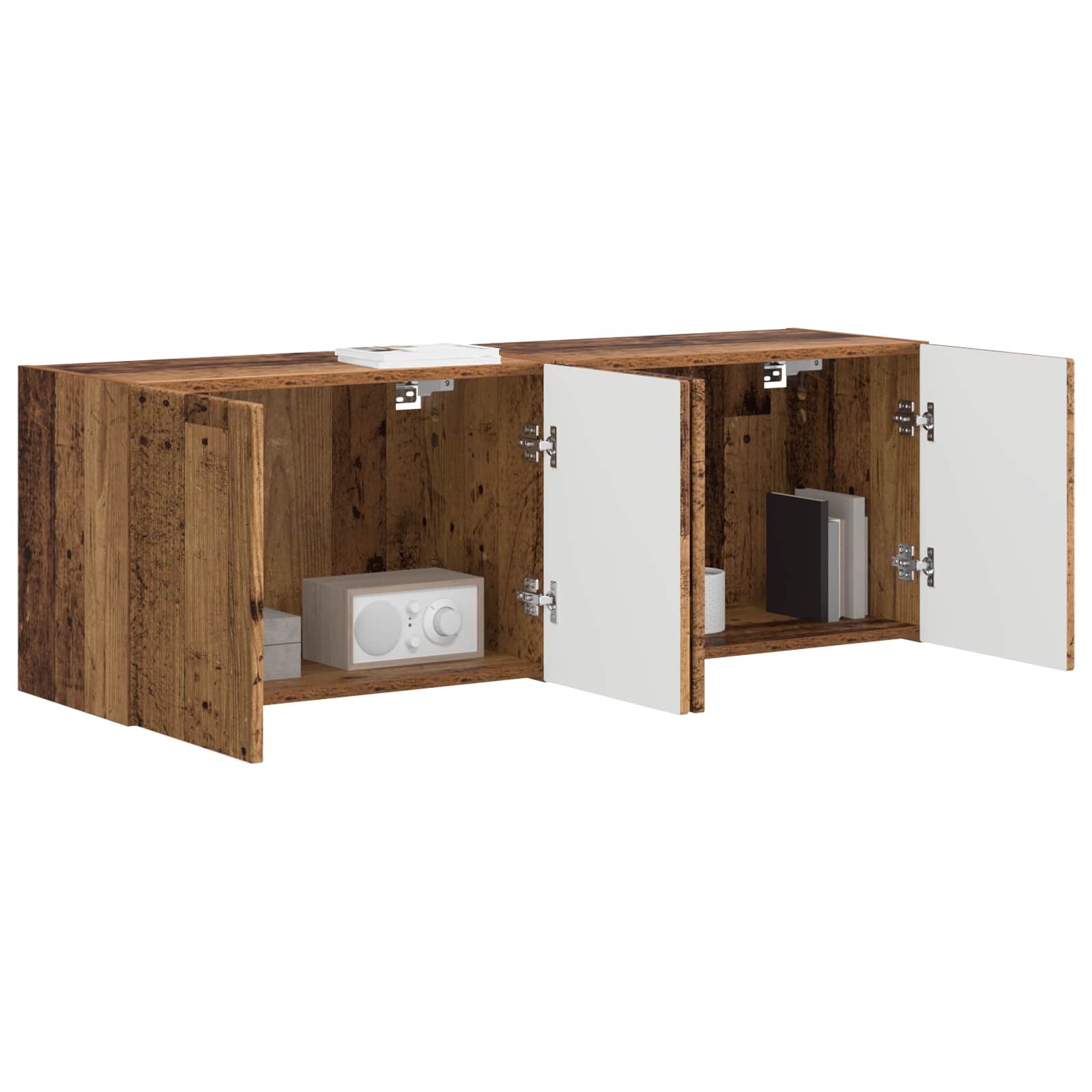 TV-seinäkaappi 2 pcs Vanha Puu 59,5 x 31 x 40 cm Tekninen puu - Image 3