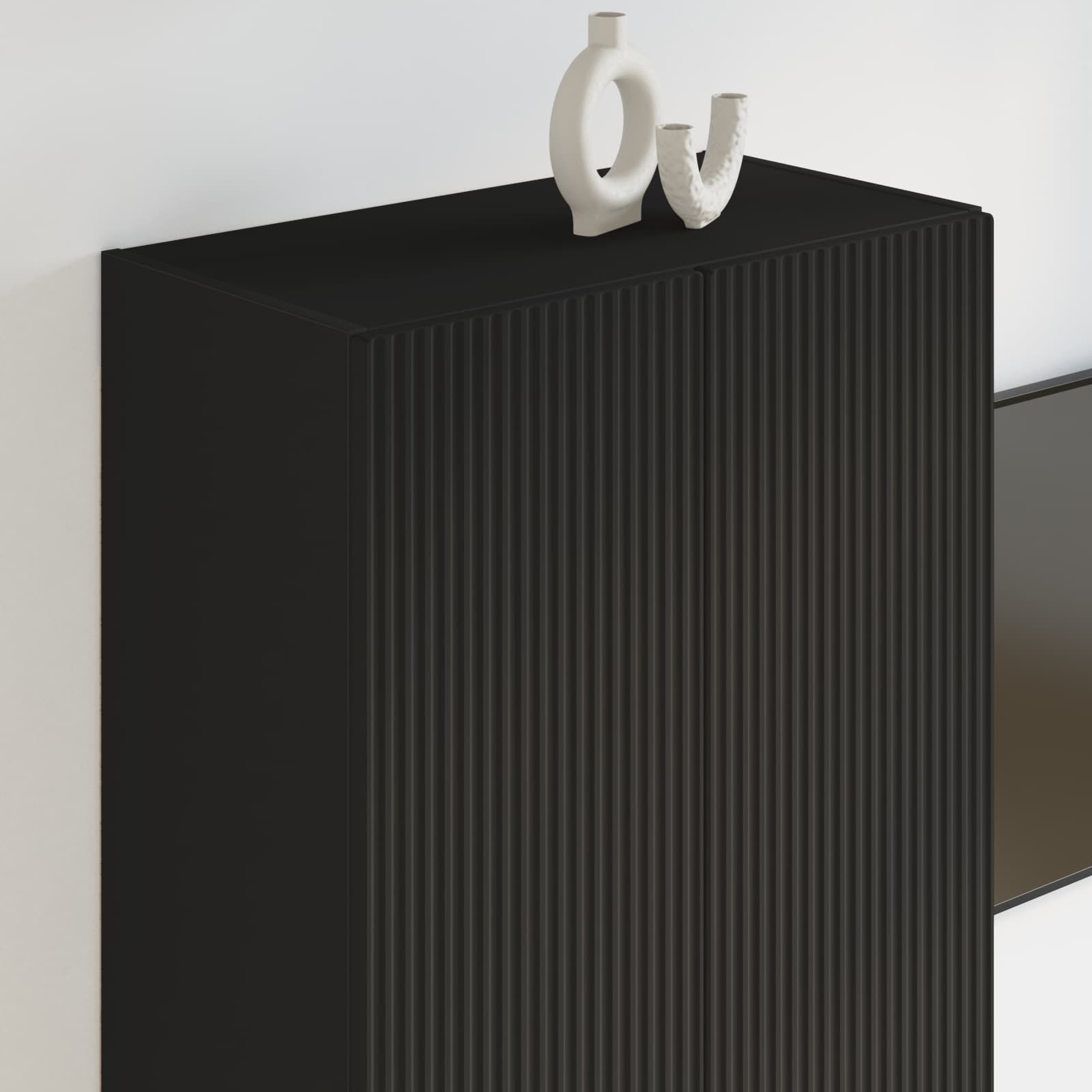 TV-seinäkaappi Musta 59,5 x 31 x 100 cm Tekninen puu - Image 4