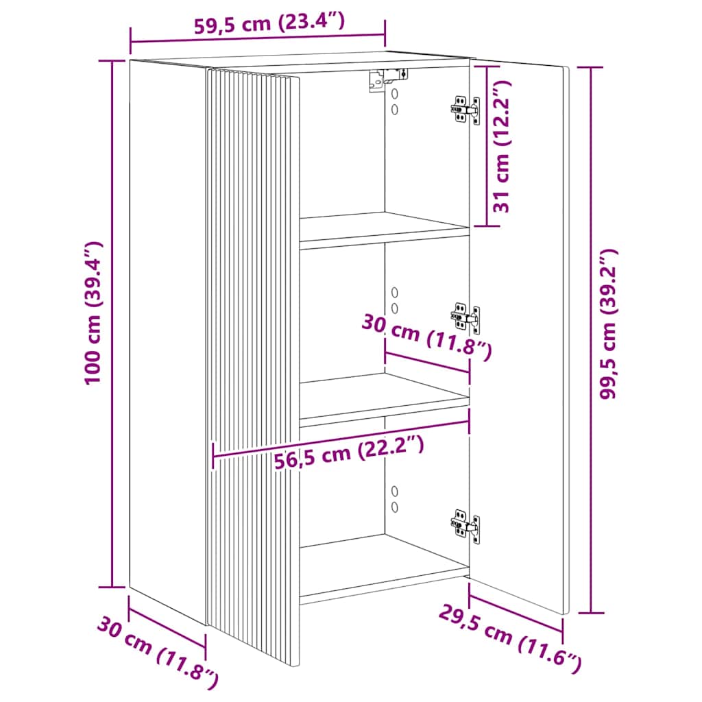TV stenska omara Betonsko siva 59,5 x 31 x 100 cm - slika 13
