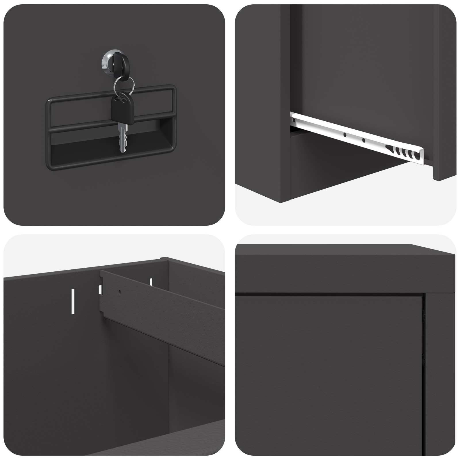 Asiakirjakaappi Musta 44 x 50 x 106.5 cm Kylmävalssattu teräs - Image 10