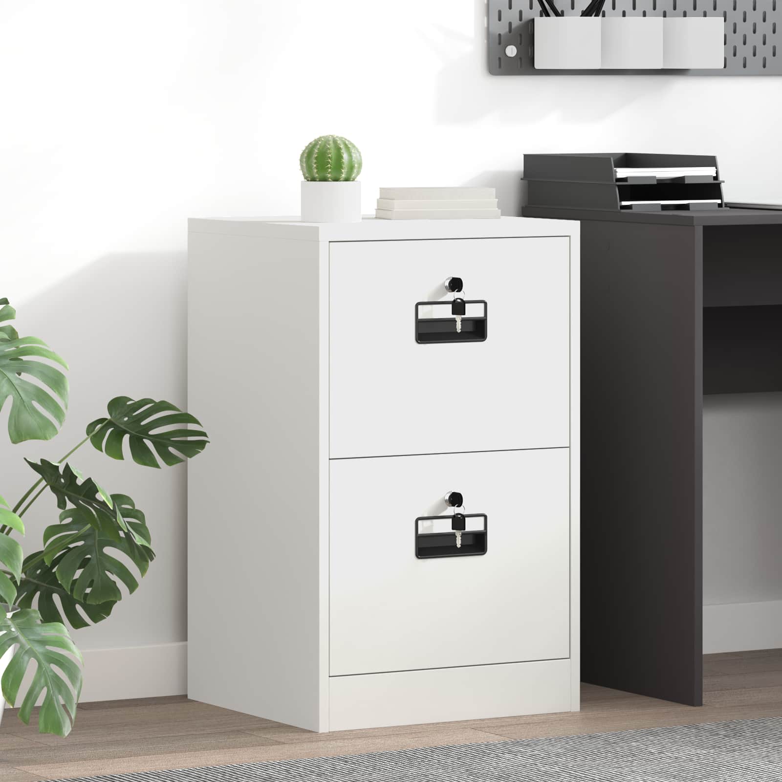 Asiakirjakaappi laatikon kanssa Valkoinen 44 x 50 x 106.5 cm