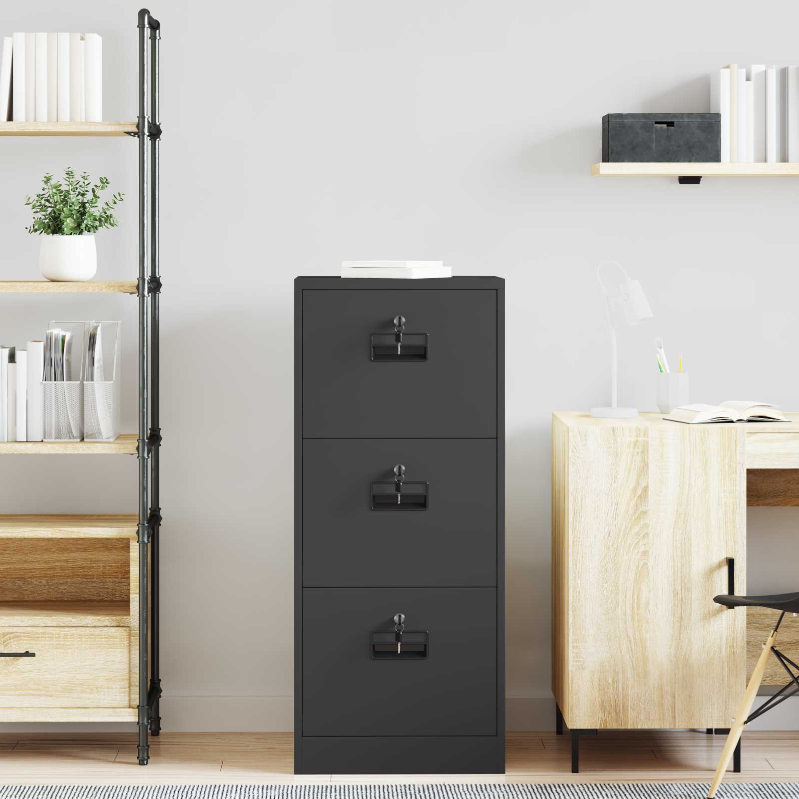 Asiakirjakaappi Musta 44 x 50 x 106.5 cm Kylmävalssattu teräs - Image 4