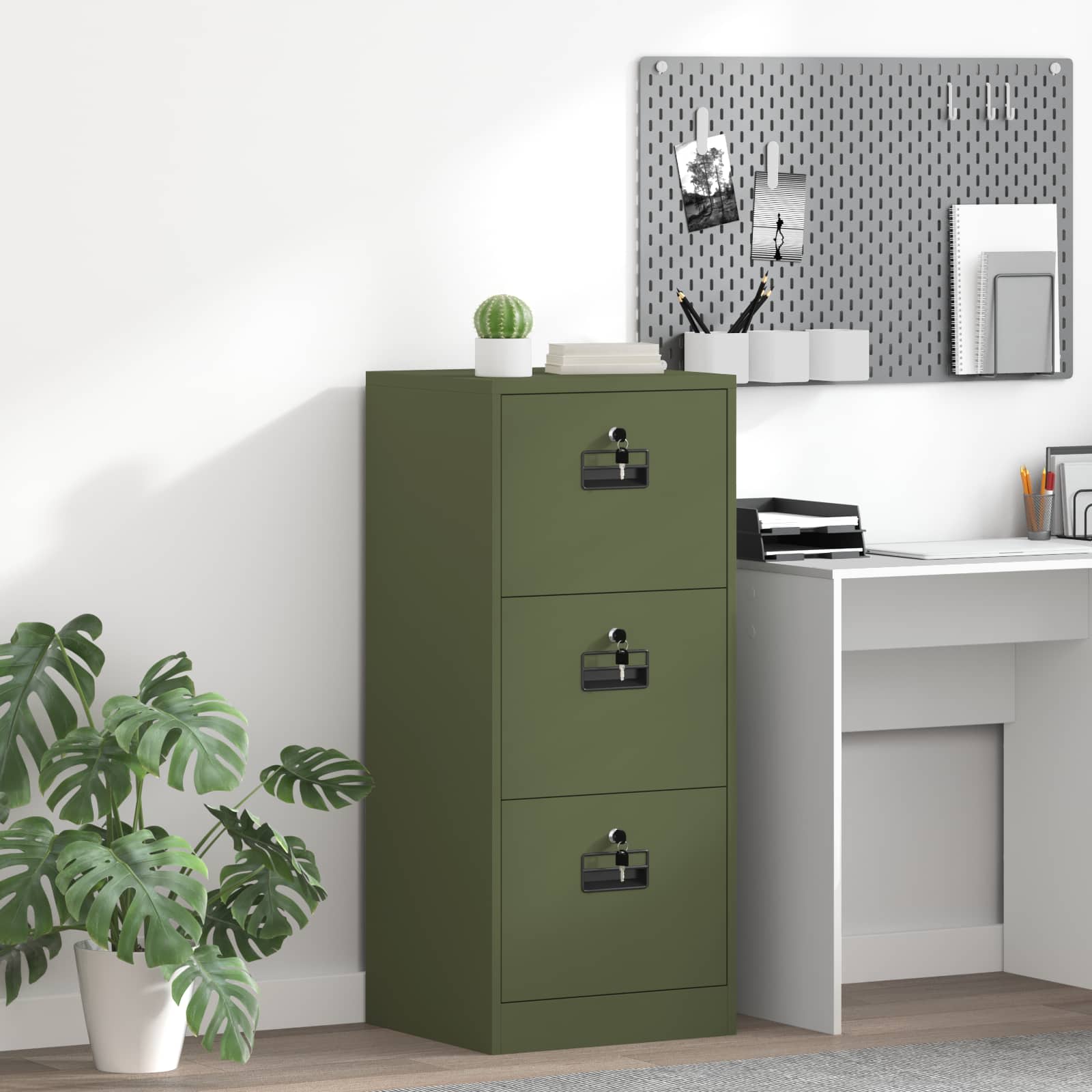 vidaXL Aktenschrank Olive Grün 44 x 50 x 106,5 cm Kaltgewalzter Stahl