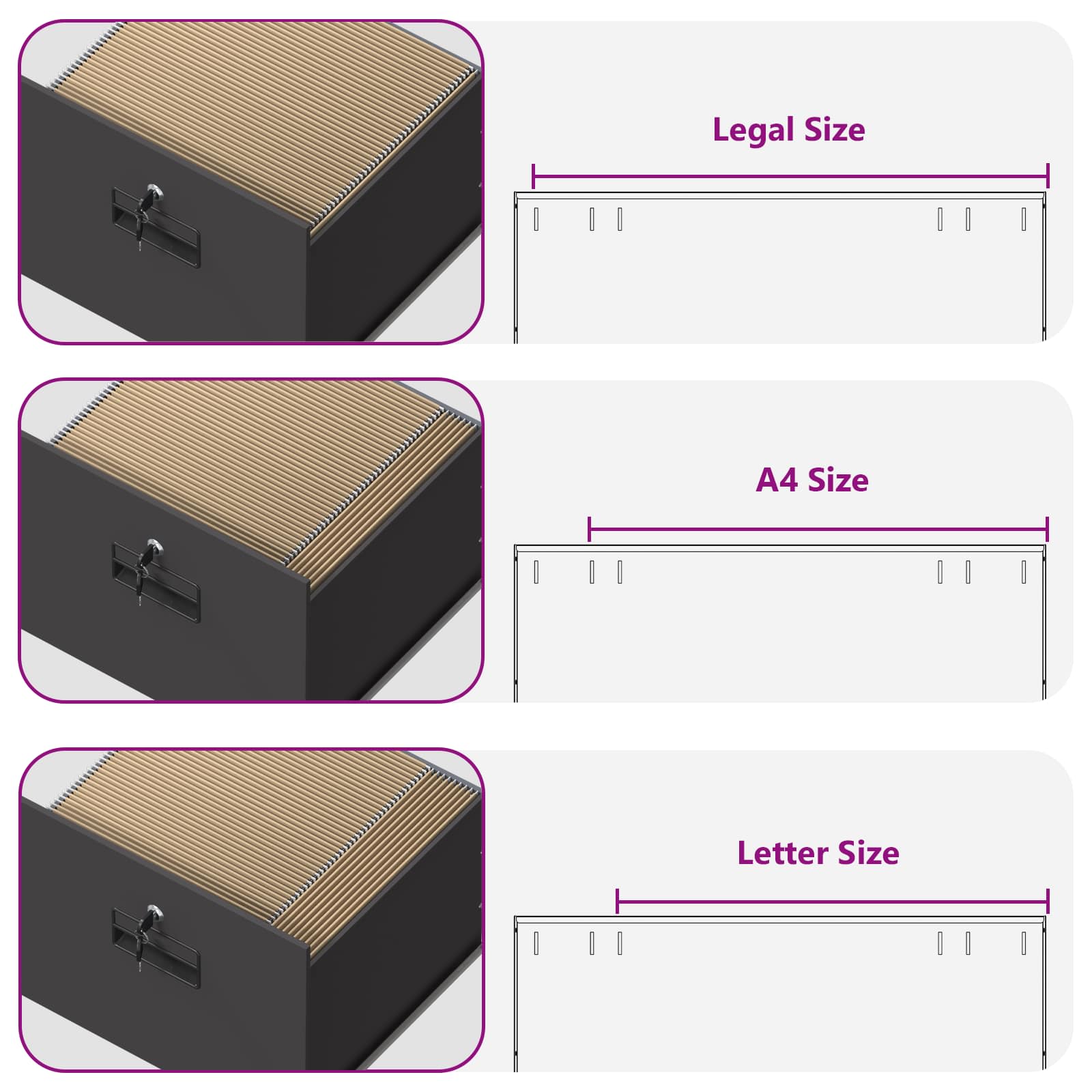 Asiakirjakaappi Musta 44 x 50 x 106.5 cm Kylmävalssattu teräs - Image 11