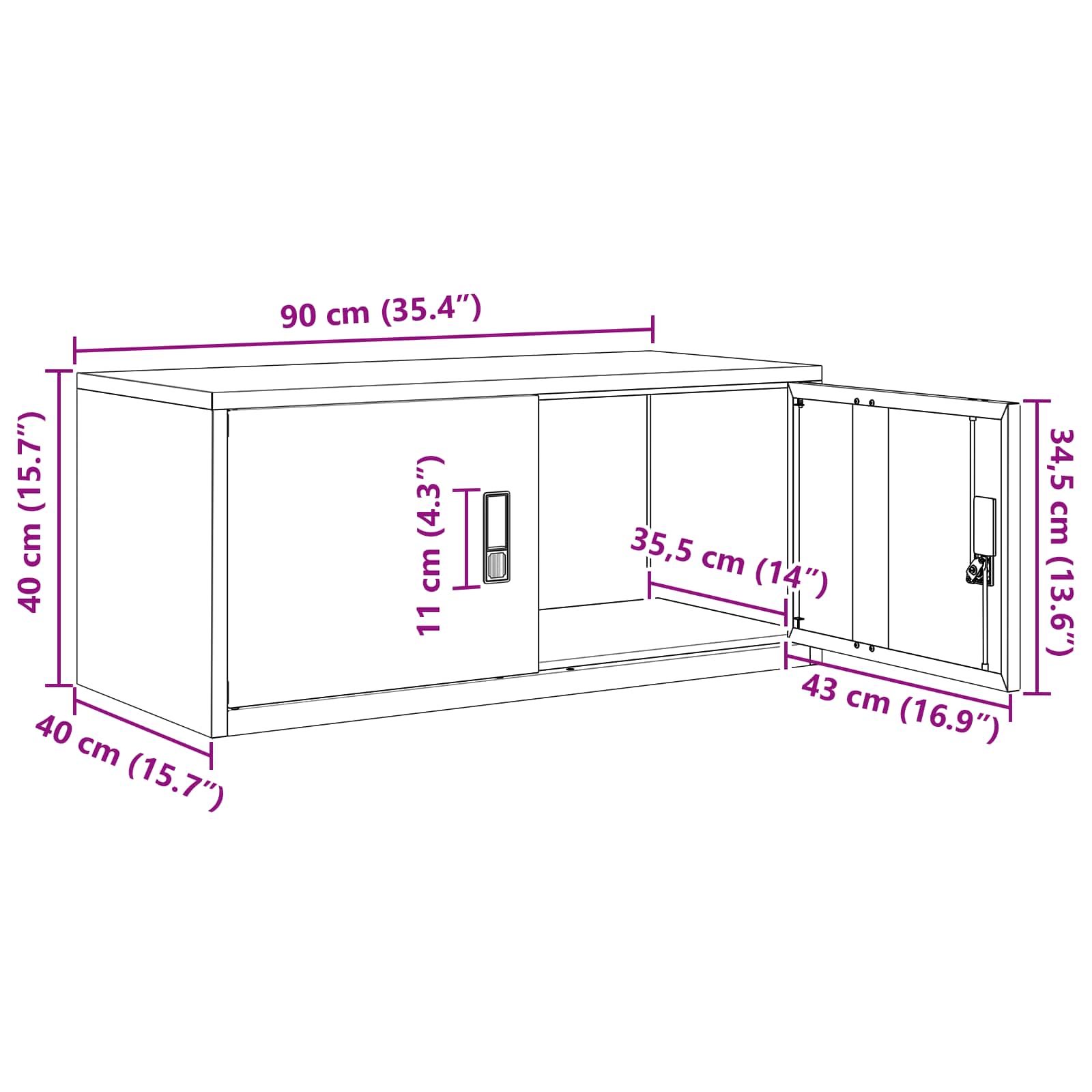 Omarica za shranjevanje Roza 90 x 40 x 40 cm Jeklo - slika 13