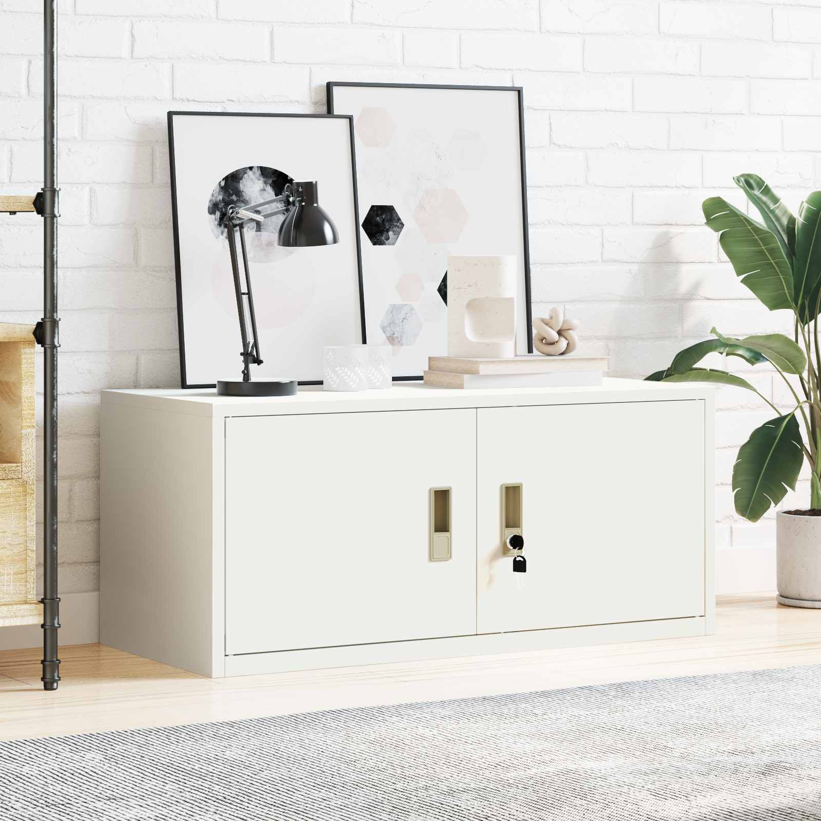 Säilytyskaappi Valkoinen 90 x 40 x 40 cm Teräs - Image 4