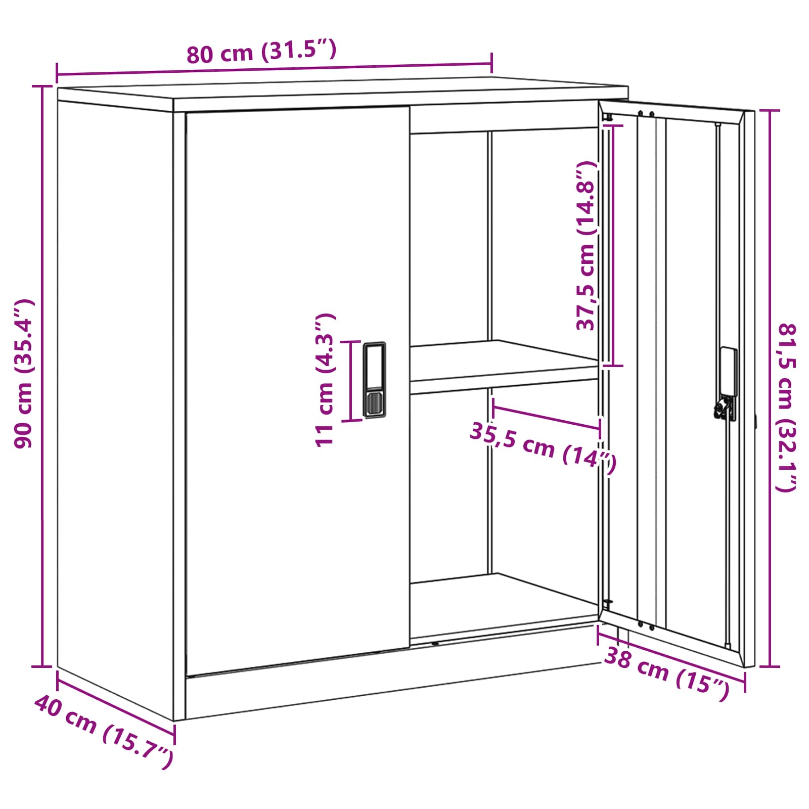 Omarica za shranjevanje s shranjevanjem Bela 80 x 40 x 90 cm - slika 13