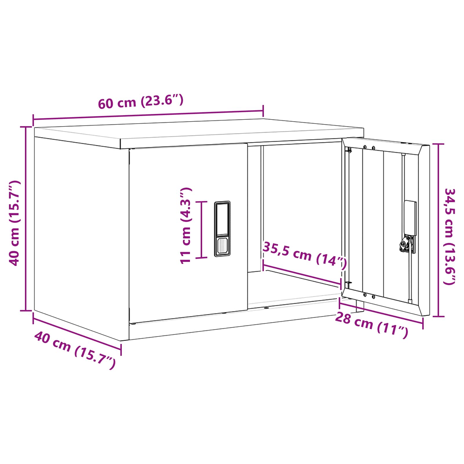 Omarica za shranjevanje Antracit 60 x 40 x 40 cm Jeklo - slika 13