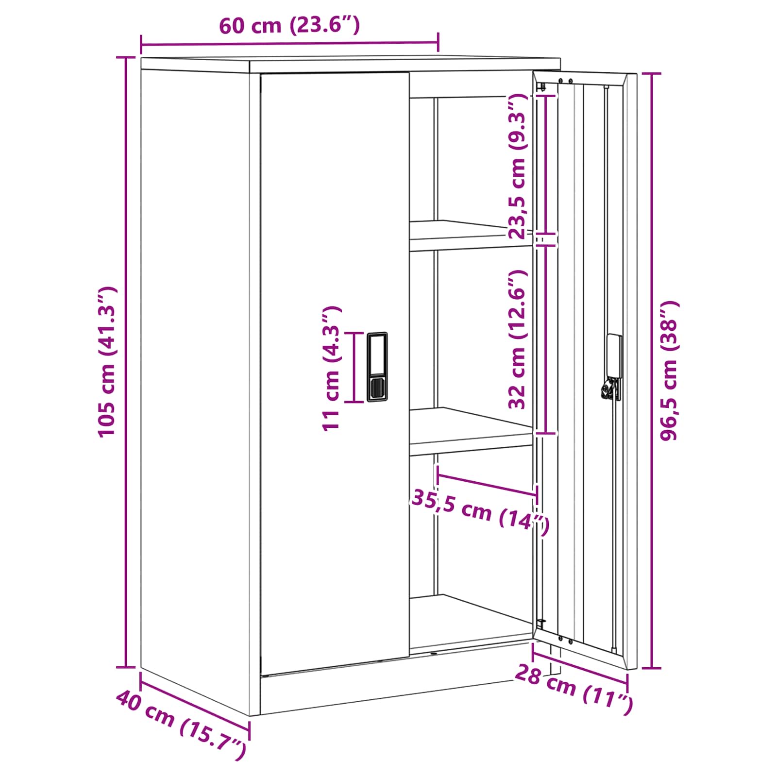 Omarica za shranjevanje s shranjevanjem Bela 60 x 40 x 105 cm - slika 13