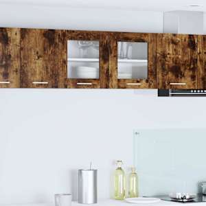 Viseča omarica z vrati Dimljen hrast in bela 80 x 31 x 40 cm