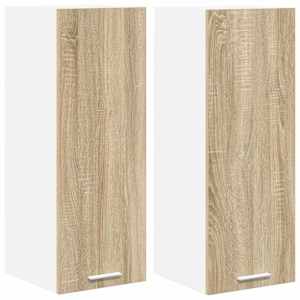 Závěsná skříňka 2 pcs Sonoma dub a bílá 30 x 31 x 80 cm - obrázek 2