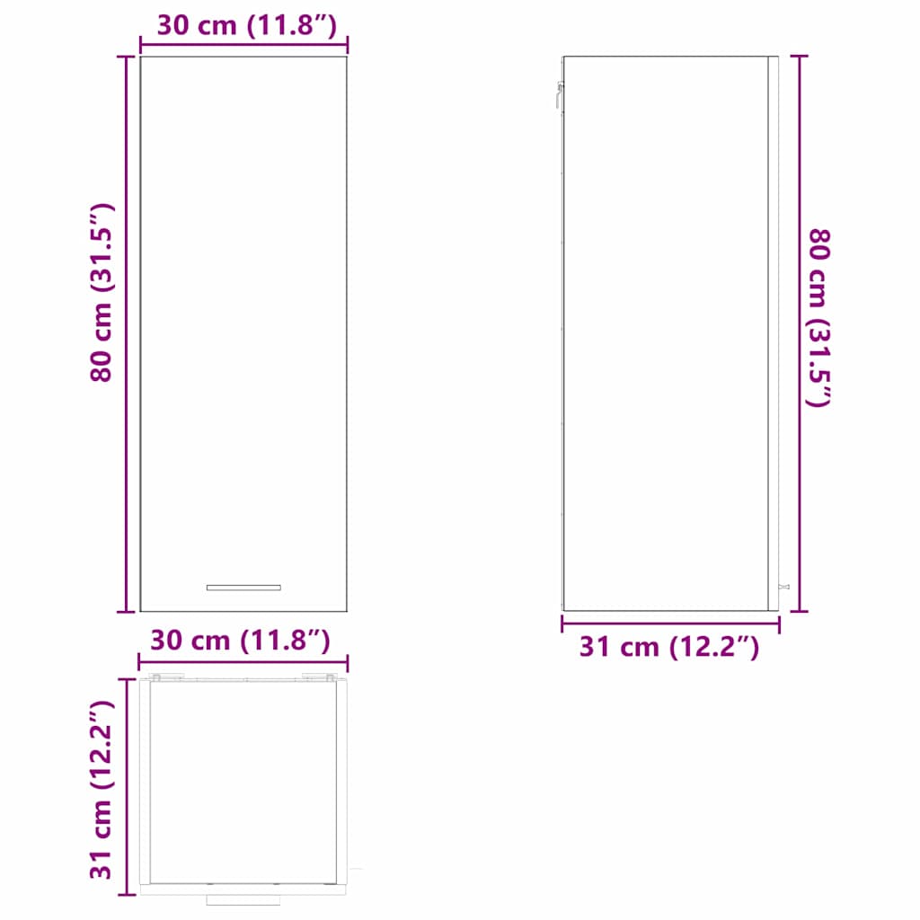 Viseča omarica z vrati Staro les in bela 30 x 31 x 80 cm - slika 13
