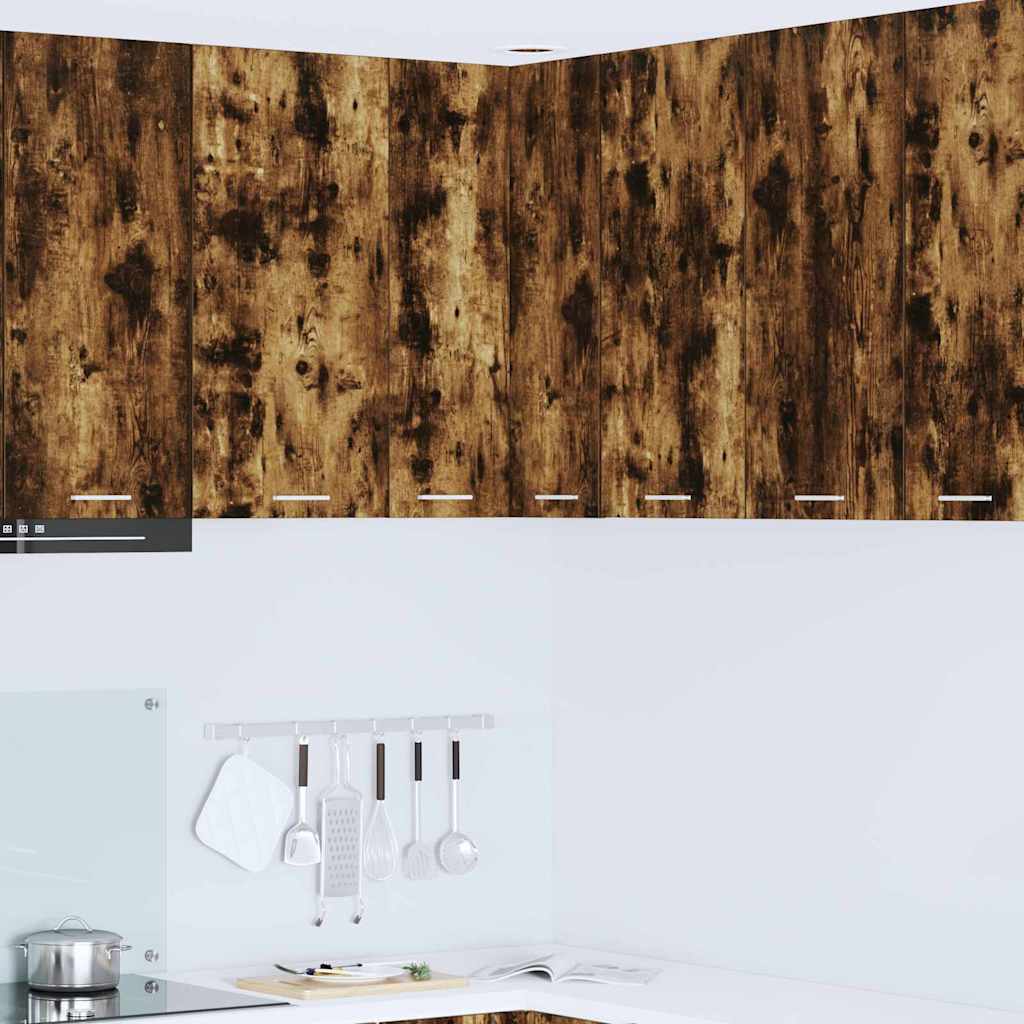 vidaXL Dulap suspendat Riga Stejar afumat și alb 57 x 57 x 80 cm