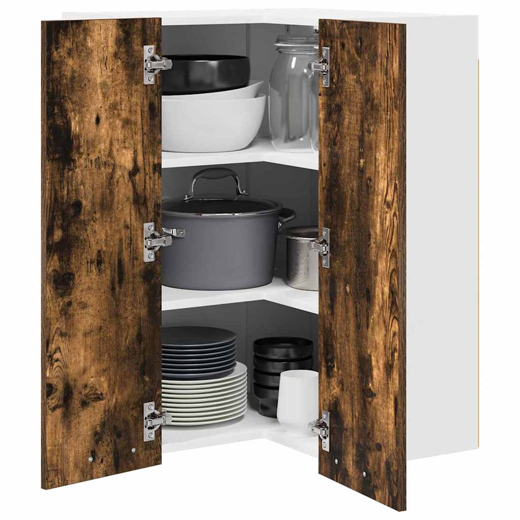 Thumbnail - vidaXL Hängeschrank Riga Geräucherte Eiche und Weiß 57 x 57 x 80 cm