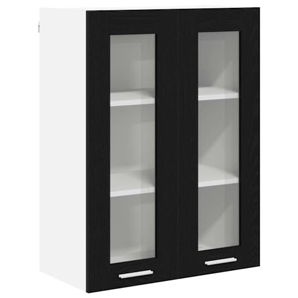 vidaXL Seinakapp Must tamm 60 x 31 x 80 cm Tehispuit