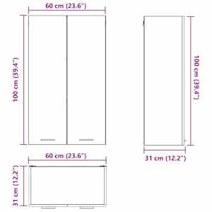 Závěsná skříňka Betonově šedá 60 x 31 x 100 cm kompozitní dřevo - obrázek 12
