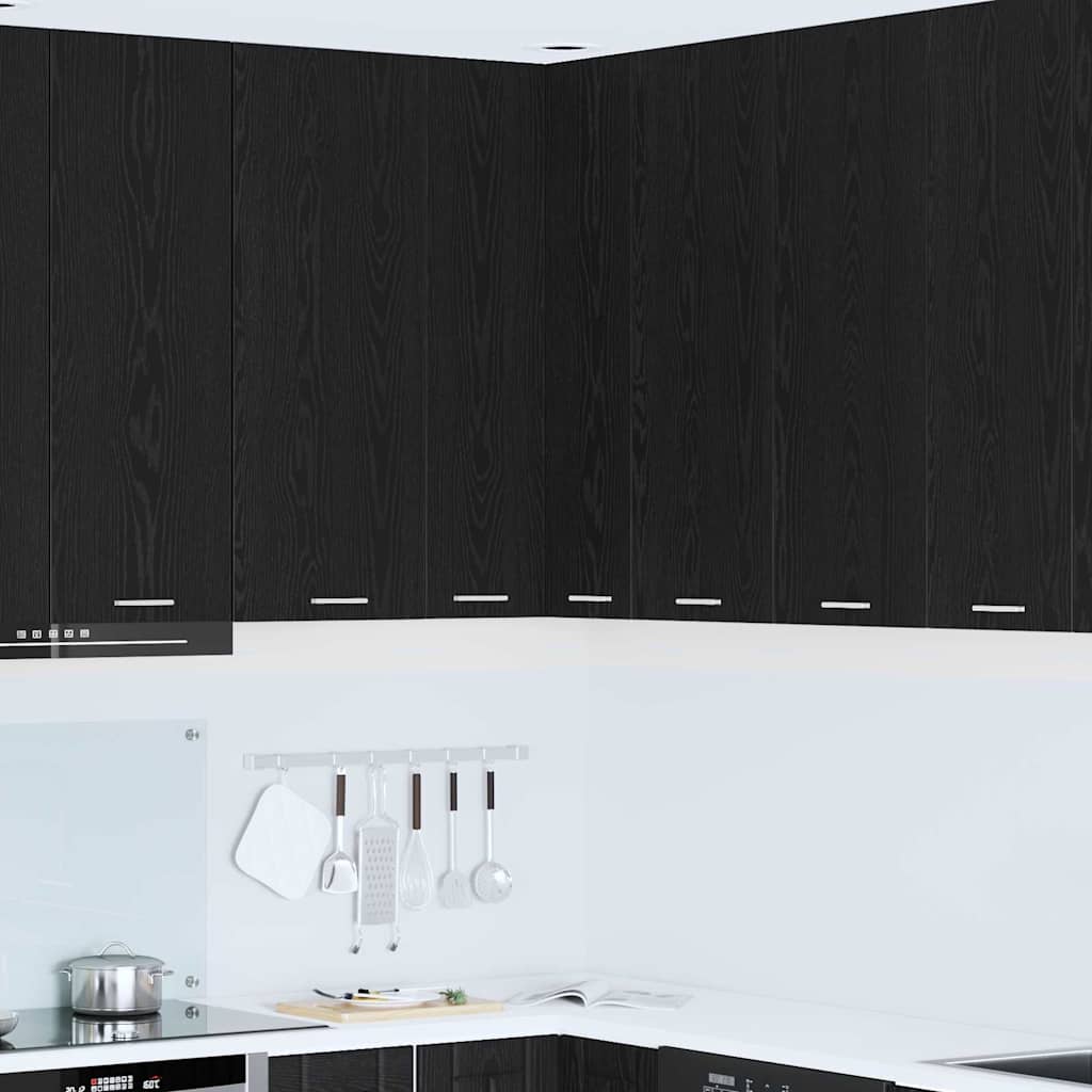 vidaXL Hängeschrank Riga Schwarze Eiche und Weiß 57 x 57 x 100 cm