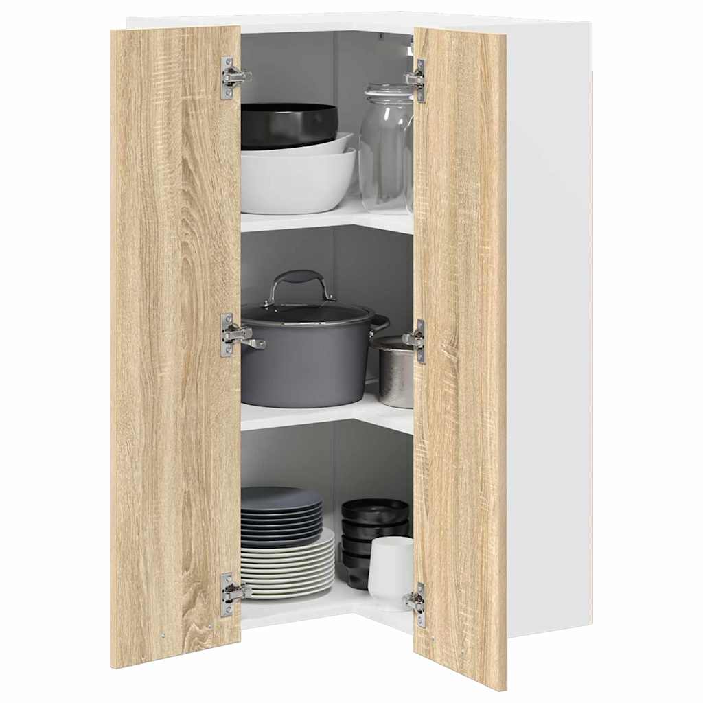 vidaXL Hangkast Riga Sonoma Eik en Wit 57 x 57 x 100 cm Bewerkt hout