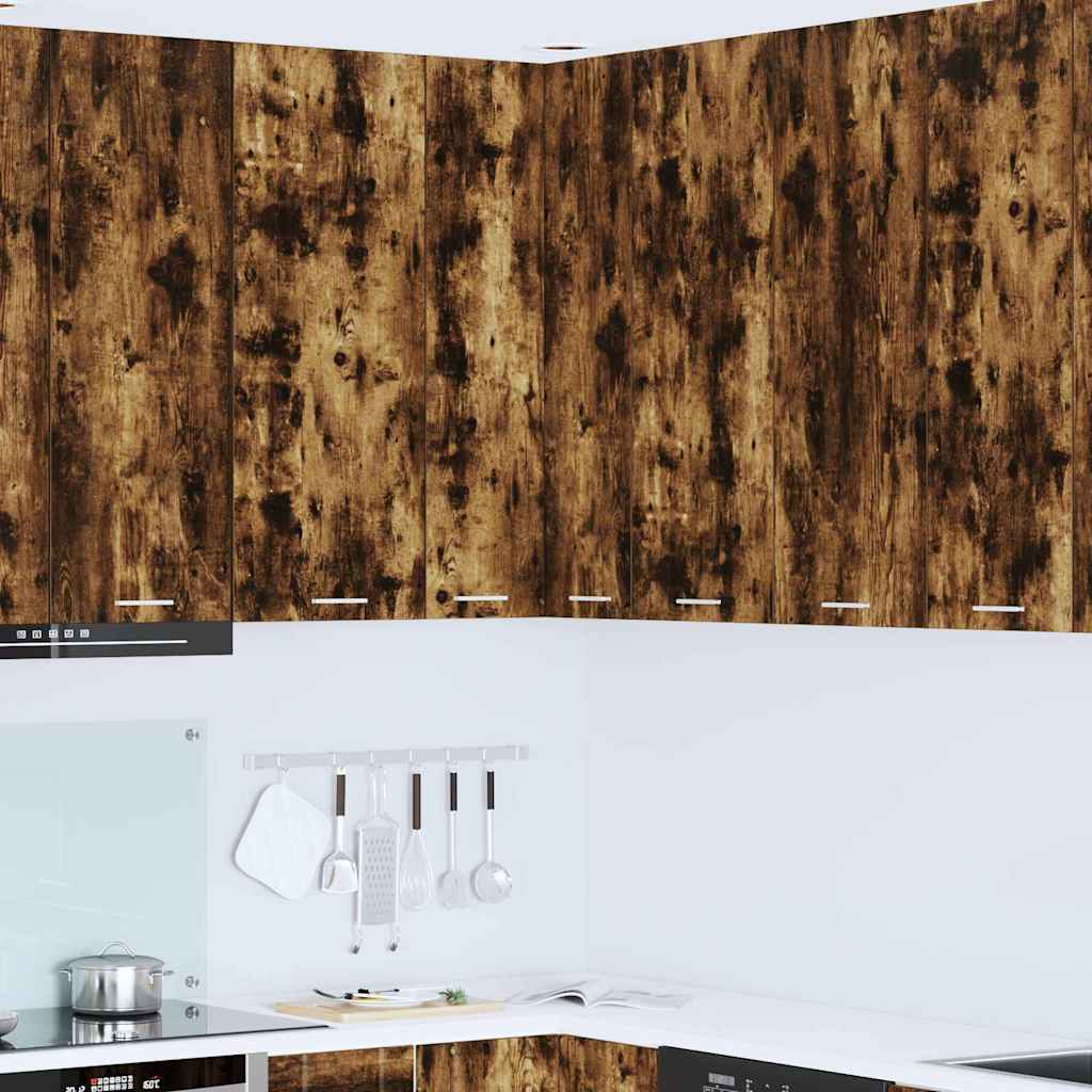 vidaXL Hängeschrank Riga Geräucherte Eiche und Weiß 57 x 57 x 100 cm
