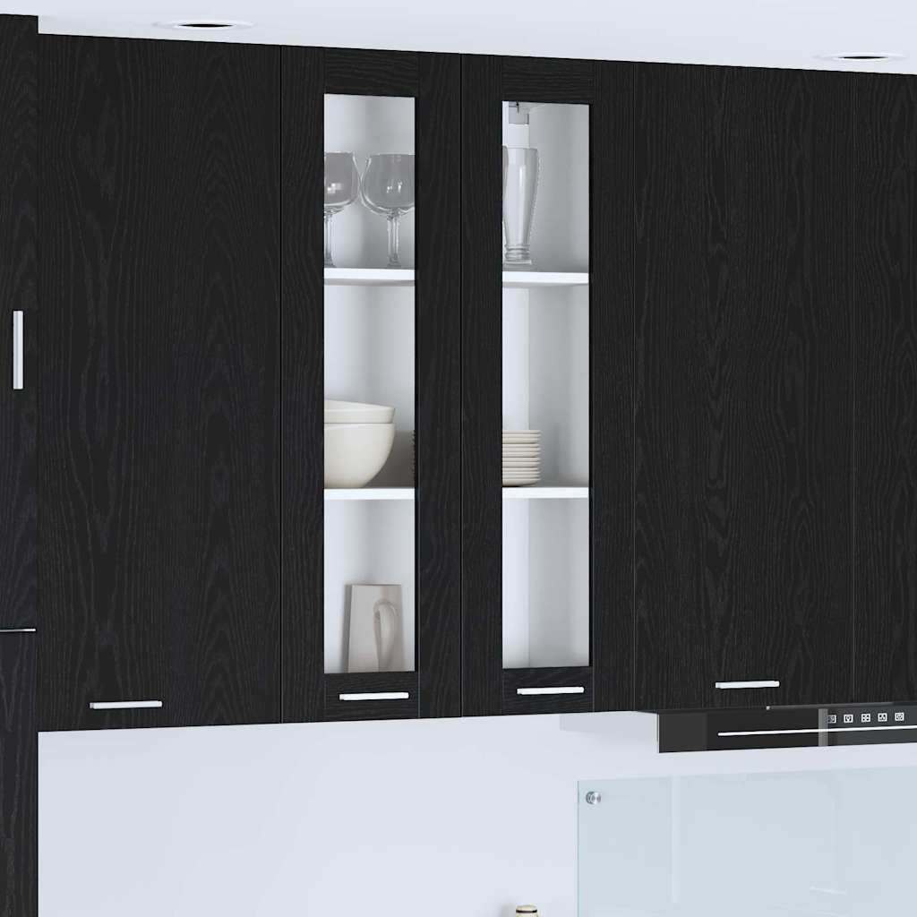 vidaXL Hängeschrank mit Tür Riga Schwarz Eichen-Optik 60 x 31 x 100 cm