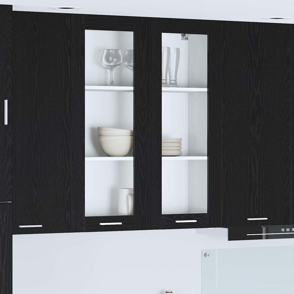 vidaXL Hängeschrank mit Tür Riga Schwarz Eichen-Optik 80 x 31 x 100 cm