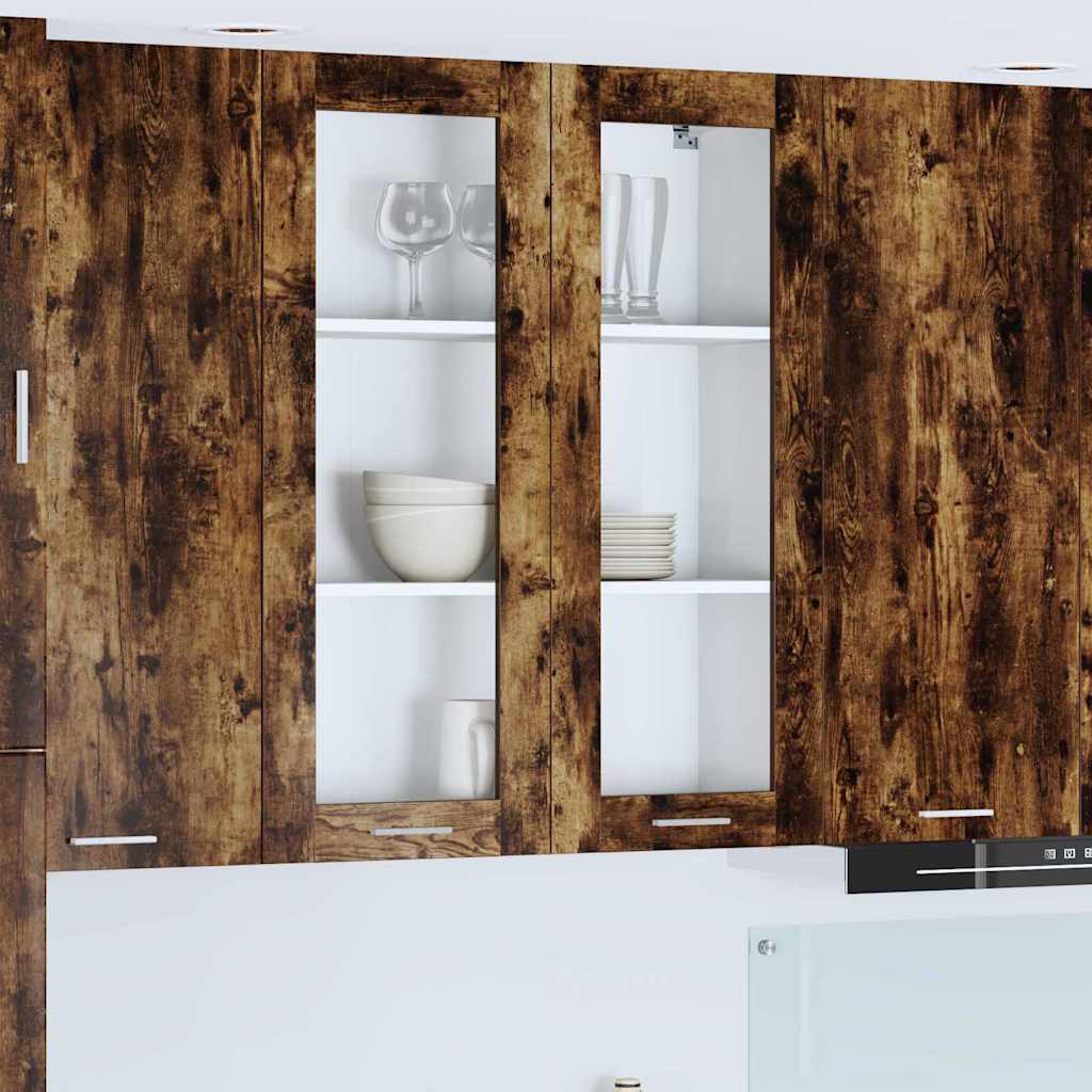 Dulapuri bucătărie - Dulap suspendat cu raft Riga Stejar fumuriu 80 x 31 x 100 cm