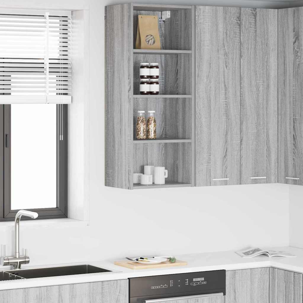 vidaXL Hängeschrank mit Regal Riga Graues Sonoma 40 x 29,5 x 100 cm