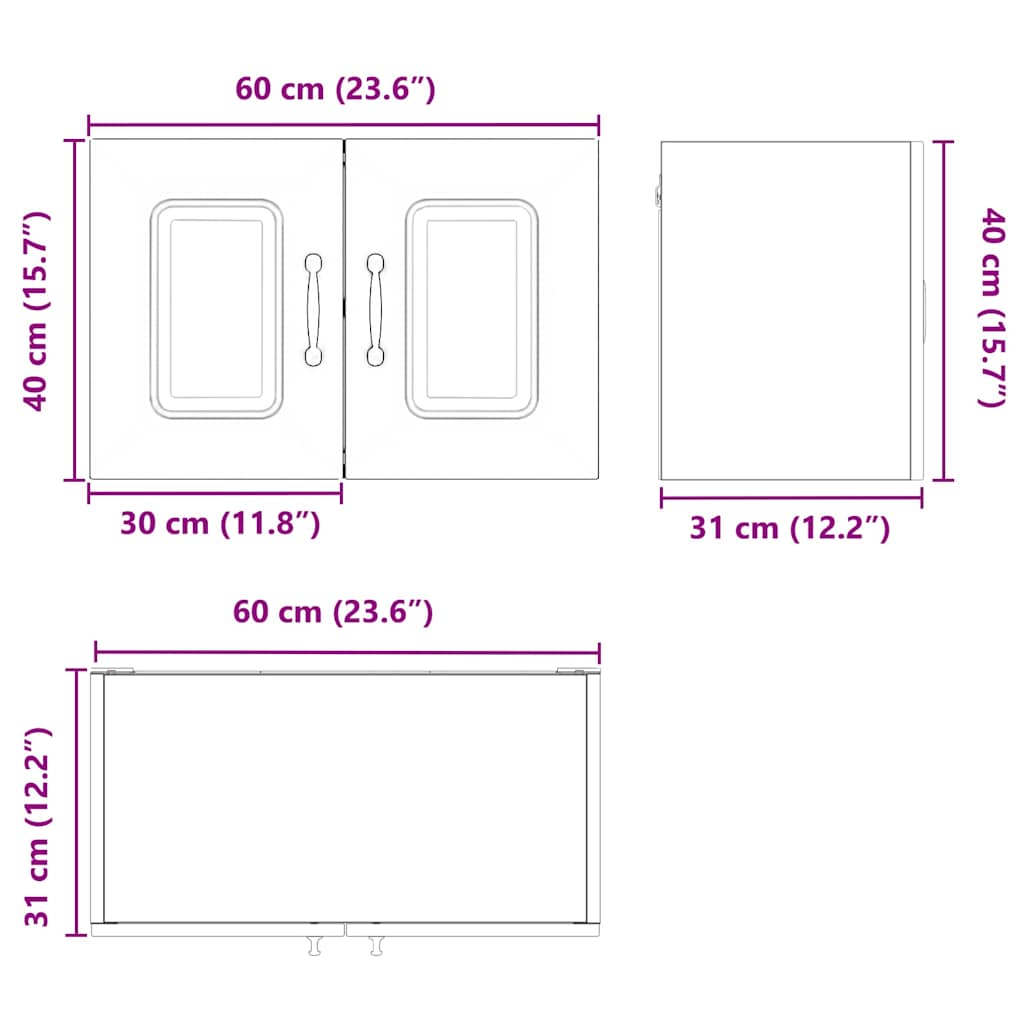 Kuchyňská skříň Kalmar 2 pcs Staré dřevo 60 x 31 x 40 cm - obrázek 13