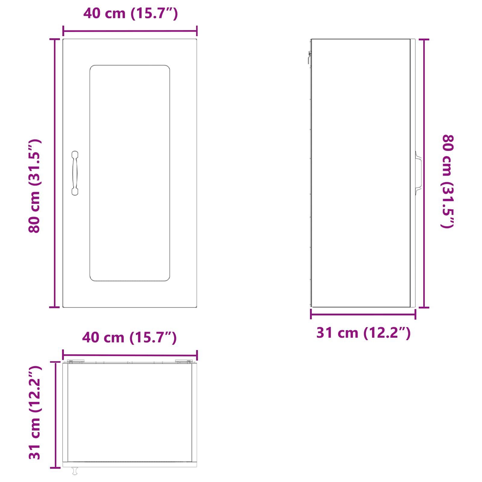 Dishwasher Panel Kalmar Concrete 40 x 31 x 80 cm size guide