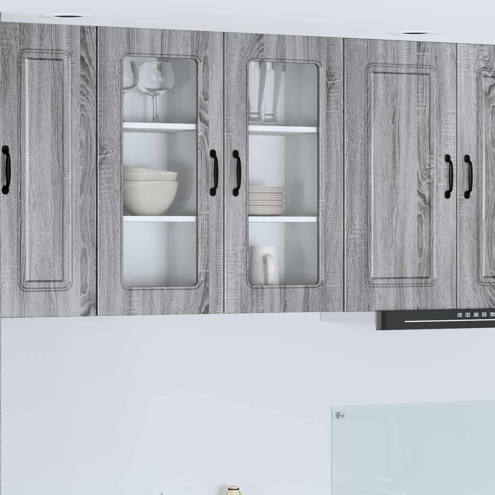 vidaXL Panou mașină de spălat vase Kalmar 2 pcs Gri Sonoma
