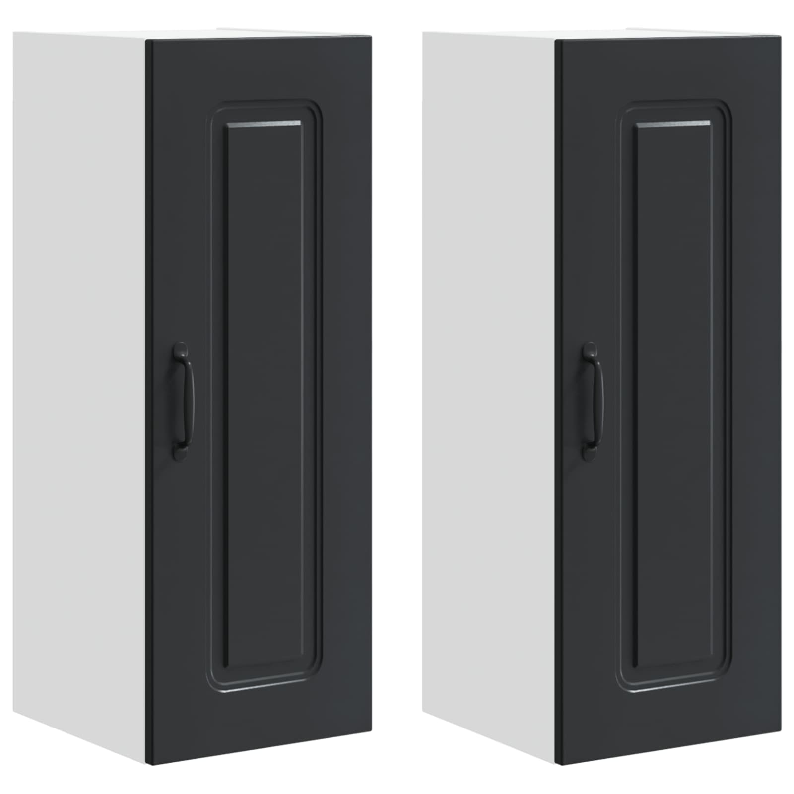 VidaXL Keuken Kast Kalmar 2 Pcs Zwart 30 X 31 X 80 Cm Bewerkt Hout
