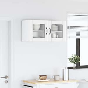 Nástěnná skleněná skříň LUCCA 2 pcs Bílá 40 x 31 x 40 cm - obrázek 4