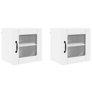 Nástěnná skleněná skříň LUCCA 2 pcs Bílá 40 x 31 x 40 cm - obrázek 2