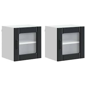Nástěnná skleněná skříň LUCCA 2 pcs Černá 40 x 31 x 40 cm - obrázek 2