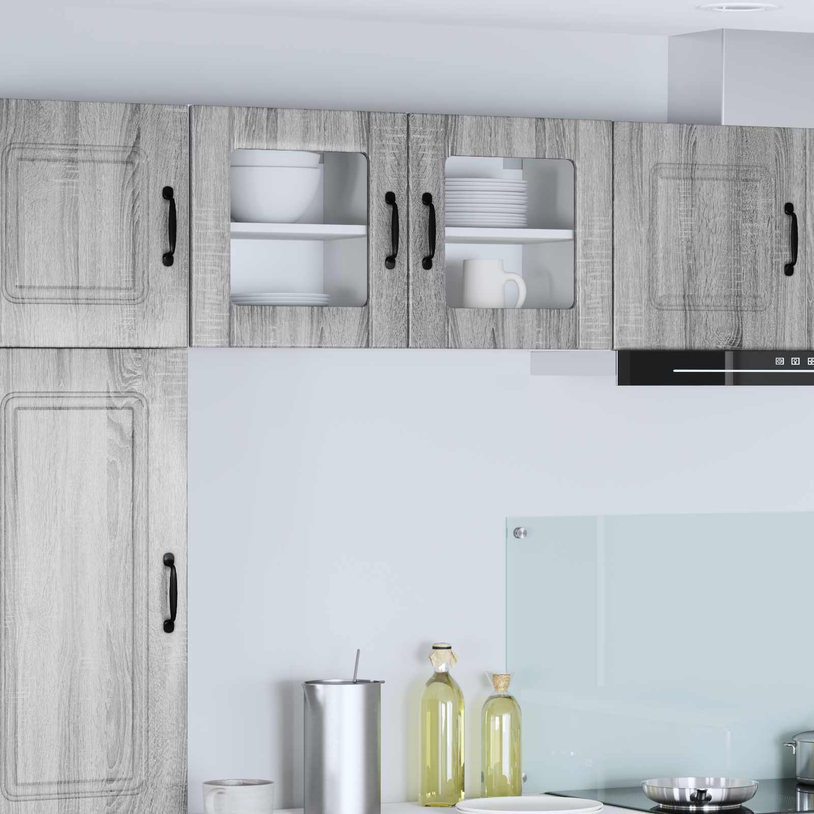 vidaXL Dulap de sticlă pentru perete LUCCA 2 pcs Sonoma gri