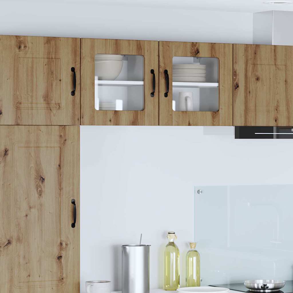 vidaXL Dulap suspendat de bucătărie cu raft 2 pcs Stejar Artizanal