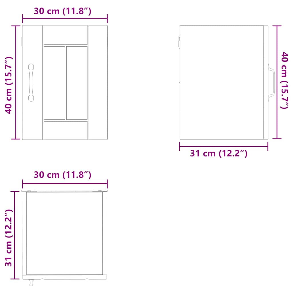 Nástěnná skříňka LUCCA 2 pcs Hnědý dub 30 x 31 x 40 cm - obrázek 14