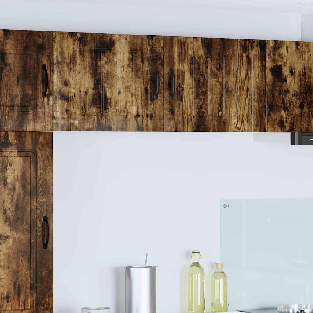 Dulapuri bucătărie - Dulap suspendat de bucătărie cu raft 2 pcs Stejar fumuriu