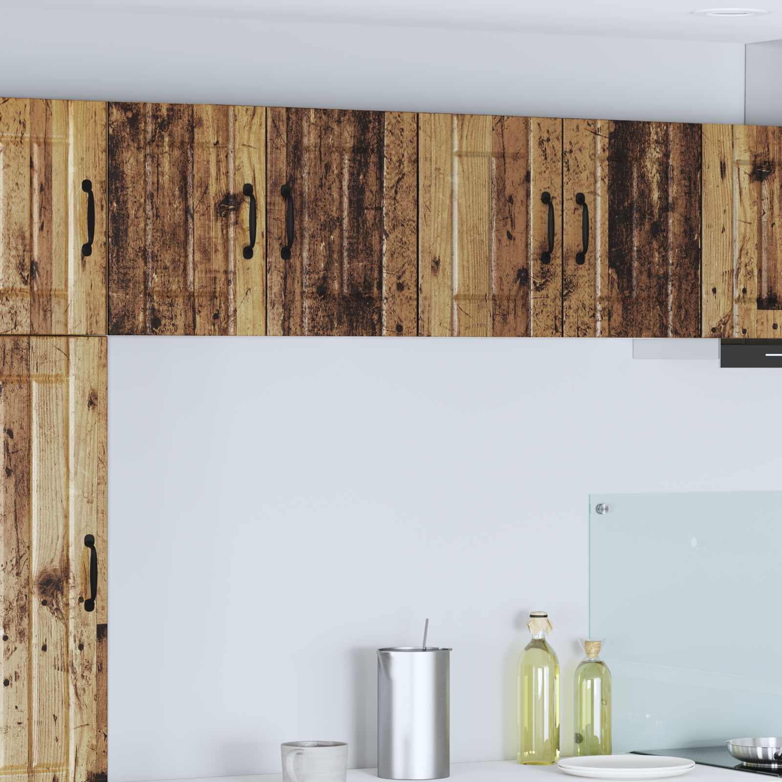 Seinakapp kööki uksega Vana puit 60 x 31 x 40 cm Tehispuit