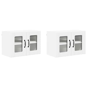 Nástěnná skleněná skříň LUCCA 2 pcs Bílá 60 x 31 x 40 cm - obrázek 2
