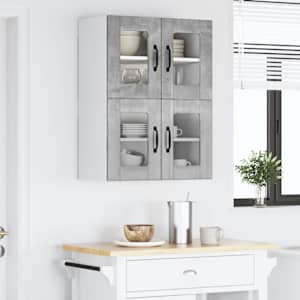 Nástěnná skleněná skříň LUCCA 2 pcs Betonově šedá - obrázek 4