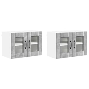 Nástěnná skleněná skříň LUCCA 2 pcs Betonově šedá - obrázek 2