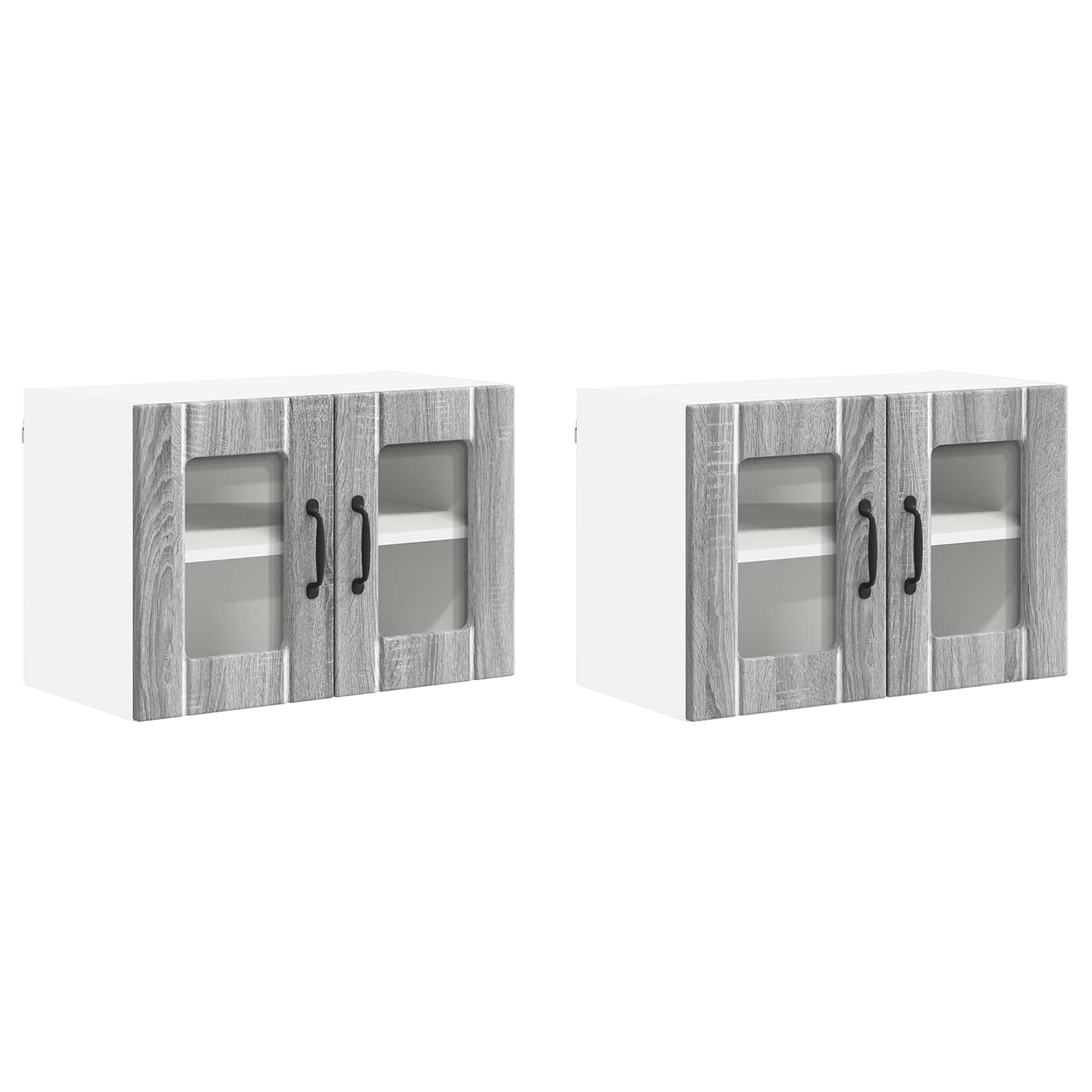 vidaXL Wandglas cabinet LUCCA 2 st Grijs Sonoma 60 x 31 x 40 cm, foto 3