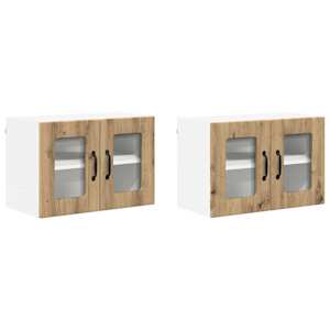 Nástěnná skleněná skříň LUCCA 2 pcs Dub artisan 60 x 31 x 40 cm - obrázek 2